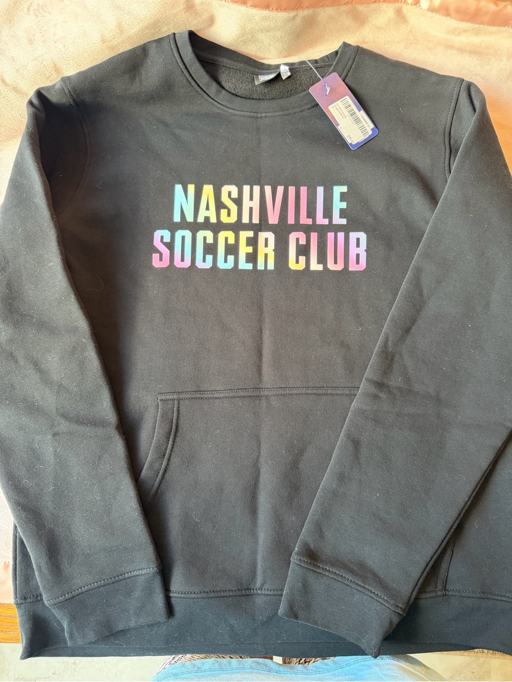 Nashville Soccer Club Rainbow Logo Black Crewneck Sweatshirt